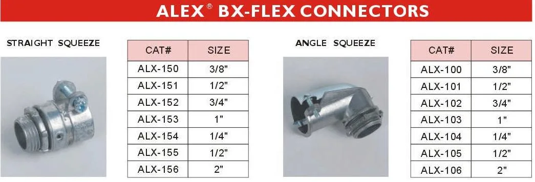Box-Flexible Conduit Fitting Straight Squeeze UL Listed
